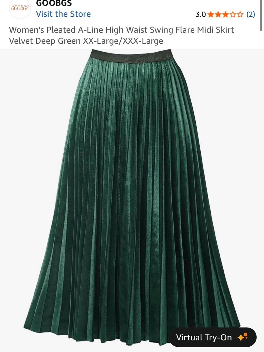 Amazon Emerald Green Pleated Velvet Midi Skirt